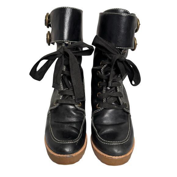 Marc Jacobs Black Chunky Heel Leather Boots Size 37.5 (US 7.5) - Picture 2 of 9